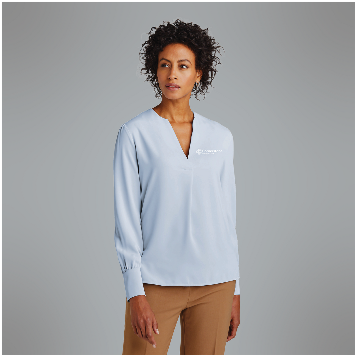 Brooks Brothers Women’s Open-Neck Satin Blouse