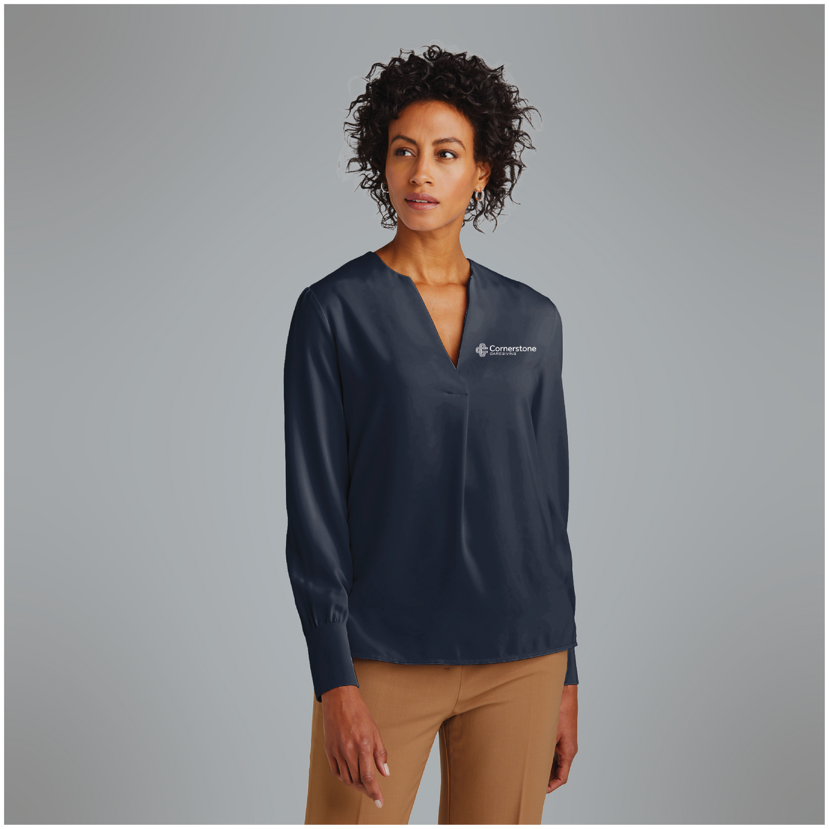Brooks Brothers Women’s Open-Neck Satin Blouse